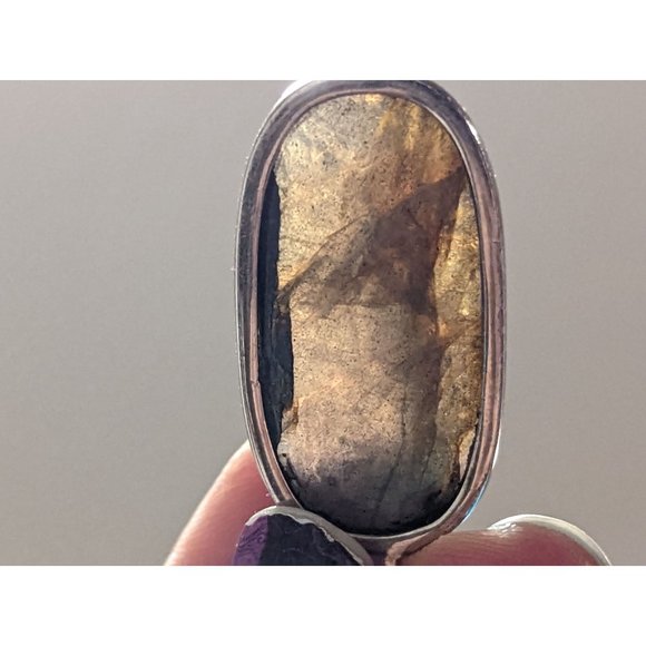 Sterling Silver Necklace with Labradorite Cabochon Pendant - Picture 10 of 11